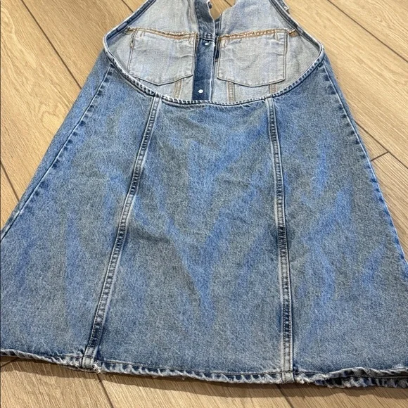 Zara Denim Button Front Halter Dress Size XL - Picture 9 of 10
